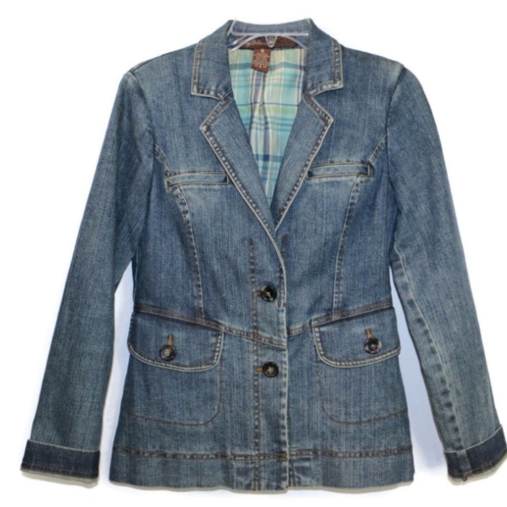 TOMMY BAHAMA Denim Size 4 Cotton Blend Jacket 2‎ Buttons Pockets
